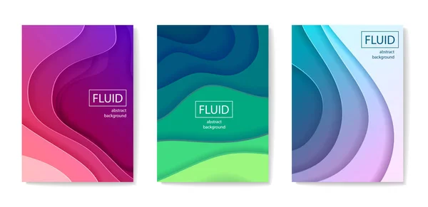 Σύνολο Από Σύγχρονα Αφηρημένα Fluid Banners Αφίσες Φυλλάδια Κόψτε Σχεδιασμό — Διανυσματικό Αρχείο