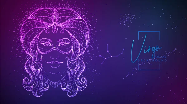 Neon Modern Vätska Bakgrund Med Astrologi Virgo Zodiac Tecken Vektorillustration — Stock vektor