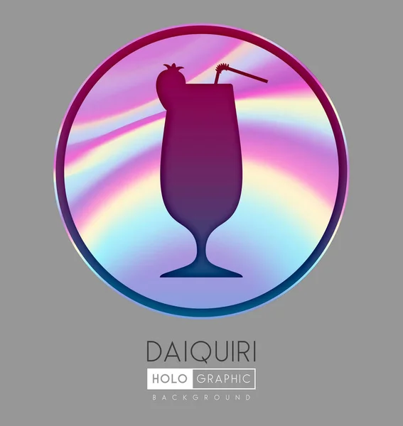 Cocktail Silhouette Abstract Holographic Background Daiquiri Cocktail Holographic Icon — Stock Vector