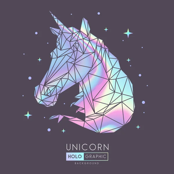 stock vector Abstract polygonal holographic unicorn silhouette.