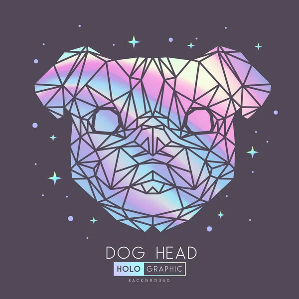 Abstrakte Polygonale Tirangle Tier Hund Holographische Hundekopf Illustration — Stockvektor