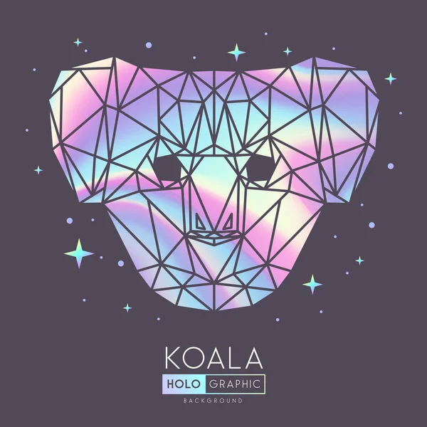 Abstrakte Polygonale Tierkoala Holographische Illustration Des Koala Kopfes — Stockvektor