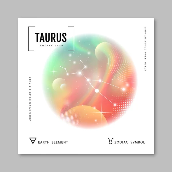 Magia Moderna Bruxaria Cartão Com Astrologia Taurus Constelação Zodíaco Fundo — Vetor de Stock