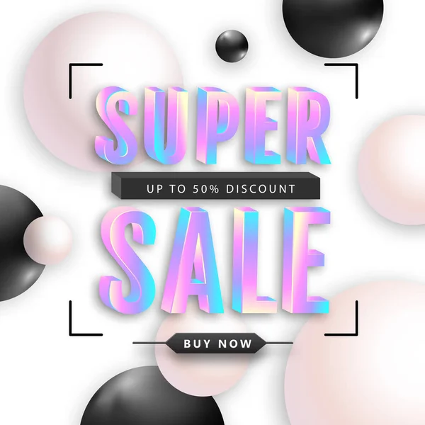 Big Summer Sale Poster Abstract Holographic Text Elements Vector Illustration — Stock Vector