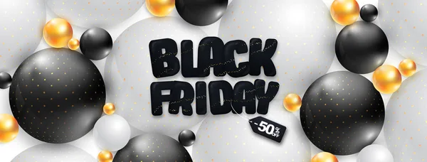 Black Friday Sale Poster Mit Abstrakten Schwarzen Weißen Und Goldenen — Stockvektor