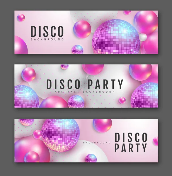 Abstracte Achtergrond Met Holografische Roze Bollen Discoballen Disco Bal Achtergrond — Stockvector