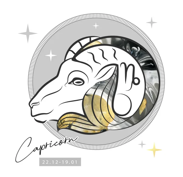 Magia Moderna Cartão Bruxaria Com Signo Zodíaco Astrologia Capricórnio Design — Vetor de Stock