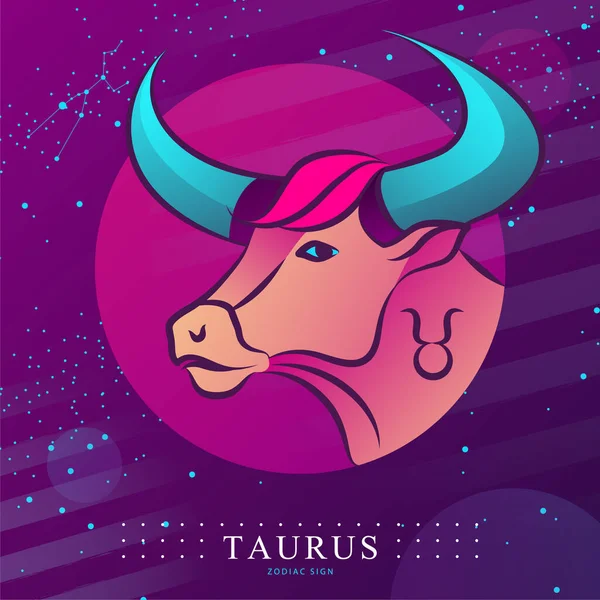 Moderní Kouzelnická Karta Astrologickým Znakem Taurus Zodiac Návrh Loga Bull — Stockový vektor