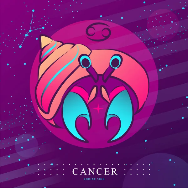 Carte Sorcellerie Magique Moderne Avec Astrologie Cancer Signe Zodiaque Logo — Image vectorielle