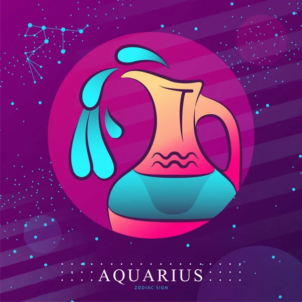 Modern Magic Witchcraft Card Astrology Aquarius Zodiac Sign Water Jug — Stock Vector