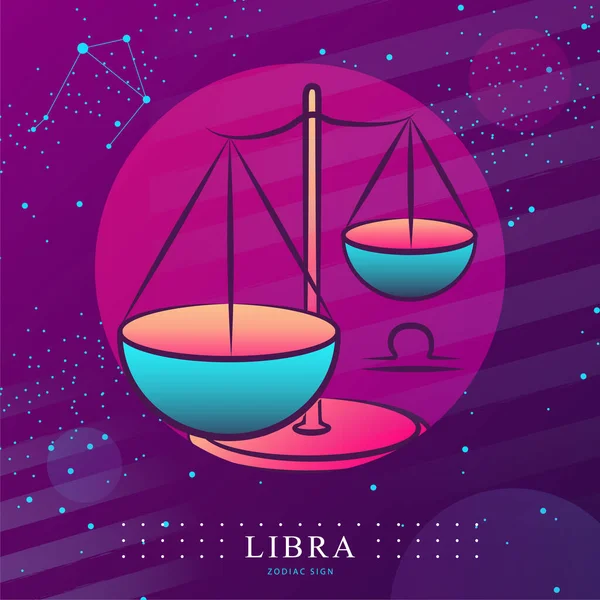 Tarjeta Brujería Mágica Moderna Con Astrología Signo Del Zodíaco Libra — Vector de stock