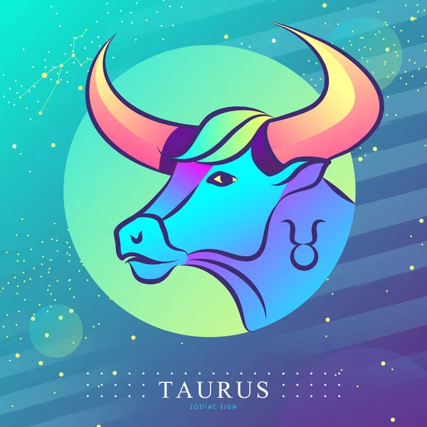 Modern Magic Witchcraft Card Astrology Taurus Zodiac Sign Bull Head — Stock Vector