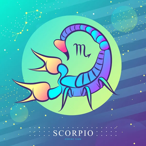 Magia Moderna Cartão Bruxaria Com Signo Zodíaco Astrologia Escorpião Desenho —  Vetores de Stock