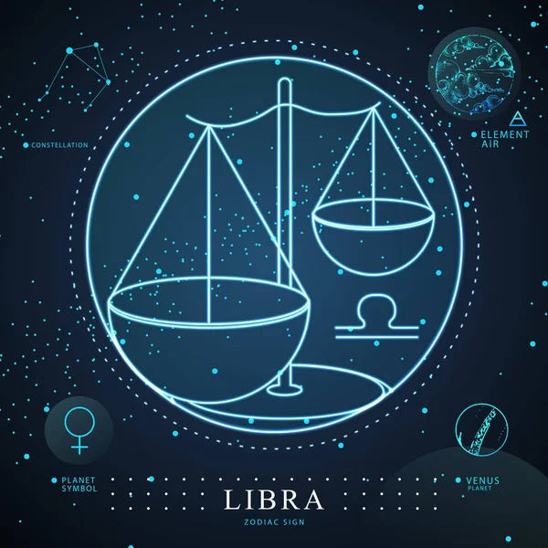 Magia Moderna Cartão Bruxaria Com Signo Zodíaco Astrologia Libra Ilustração —  Vetores de Stock