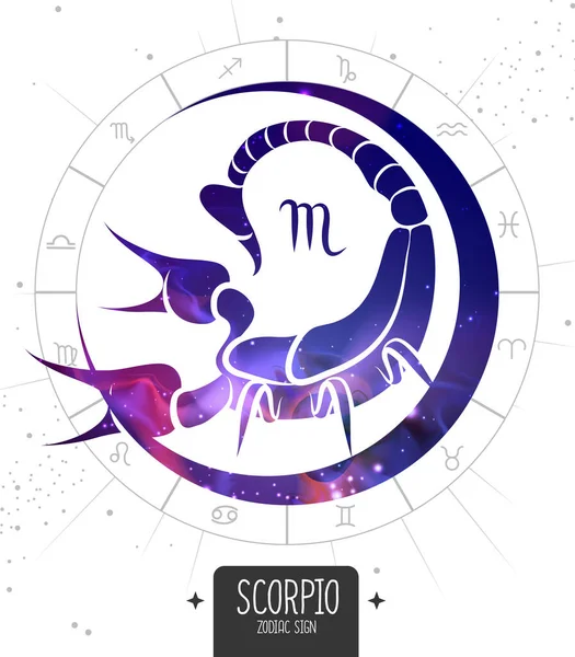 Modern Magic Witchcraft Card Astrology Scorpio Zodiac Sign Scorpio Silhouette — Stock Vector