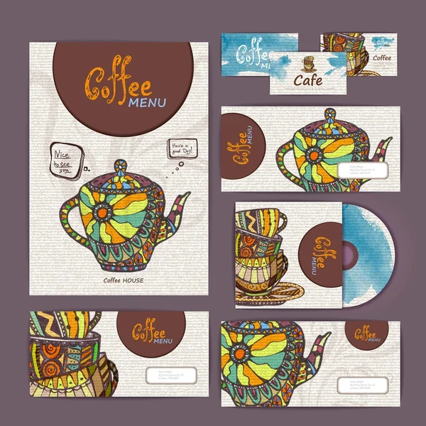 Kaffe konceptdesign. företagsidentitet — Stock vektor