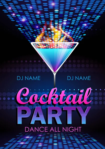 Disco achtergrond. cocktailparty poster — Stockvector