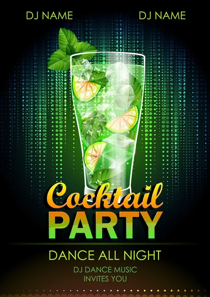 Disco background. Cocktail party poster — Stock Vector