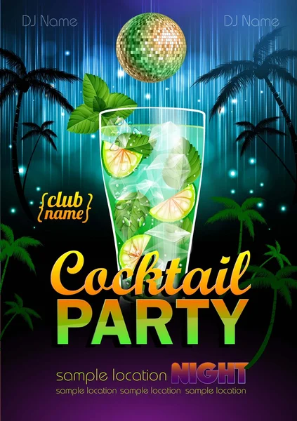 Disco achtergrond. cocktailparty poster — Stockvector