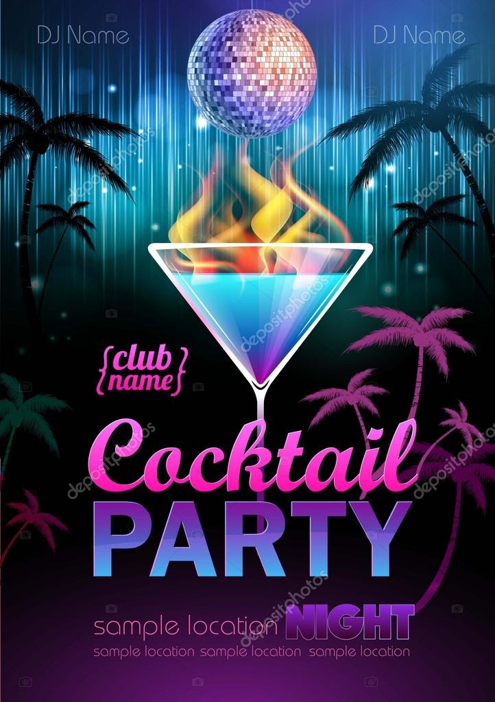Disco Background Cocktail Party Poster Stock Vector Disco Background Cocktail Party Poster Stock Vector
