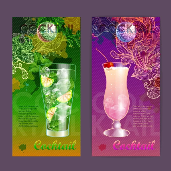 Cocktail poster. Disco achtergrond — Stockvector