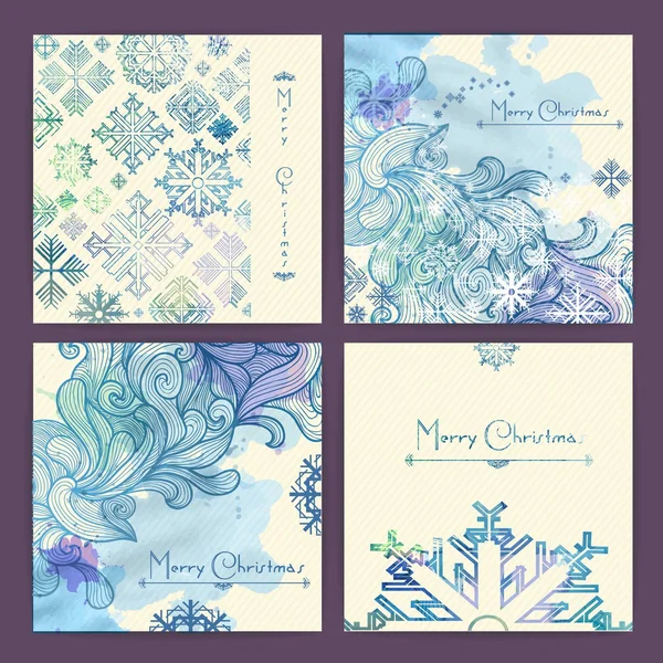 Ensemble de cartes de Noël vacances — Image vectorielle