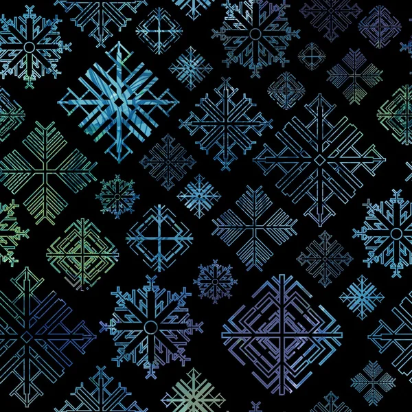 无缝雪花冬天水彩圣诞节背景 — 图库矢量图片