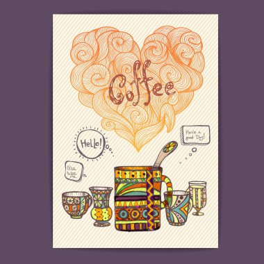 kahve dekoratif kroki