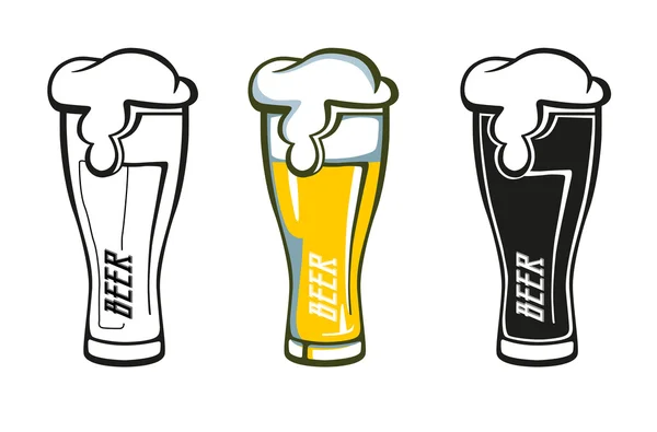 Set of Retro styled label of beer glass — Stock Vector