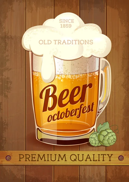 Beer octoberfest poster — Stock Vector