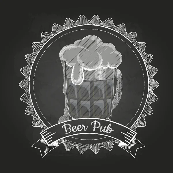 Pivo v mag. křídou kresba — Stockový vektor