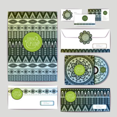 Etnik süsleme. Belge şablon tasarımı