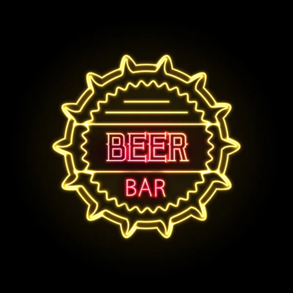 Insegna al neon. Barra di birra — Vettoriale Stock