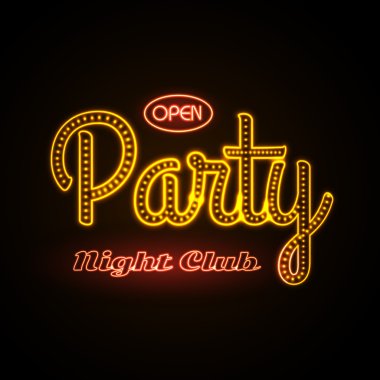 Neon işareti. Disko parti gece kulübü