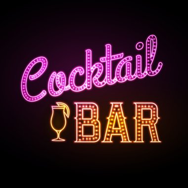 Neon işareti. Kokteyl bar