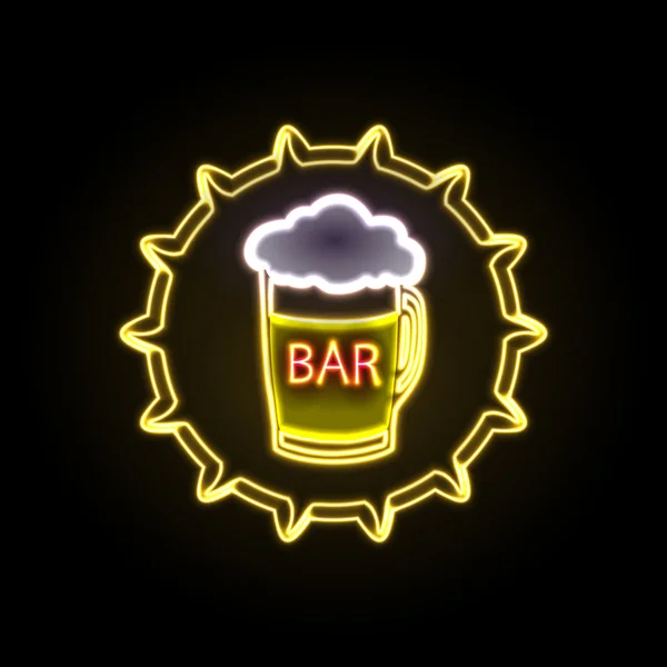 Un néon. Bar à bière — Image vectorielle