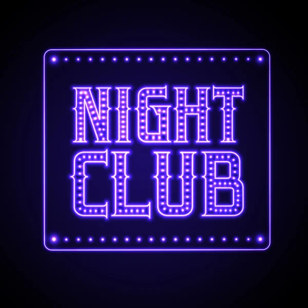 Insegna al neon. Disco party night club — Vettoriale Stock