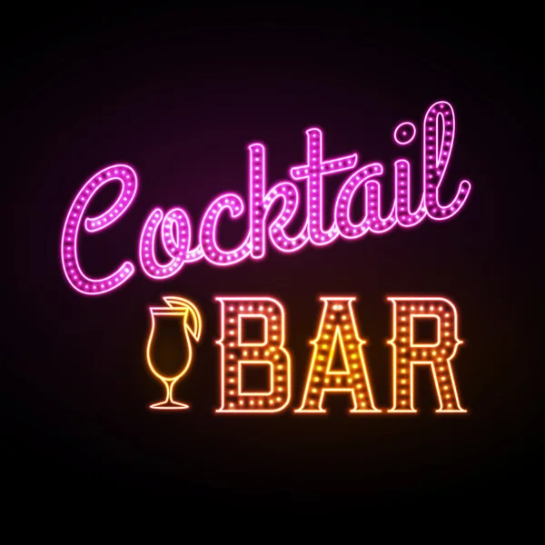 Neon işareti. Kokteyl bar — Stok Vektör