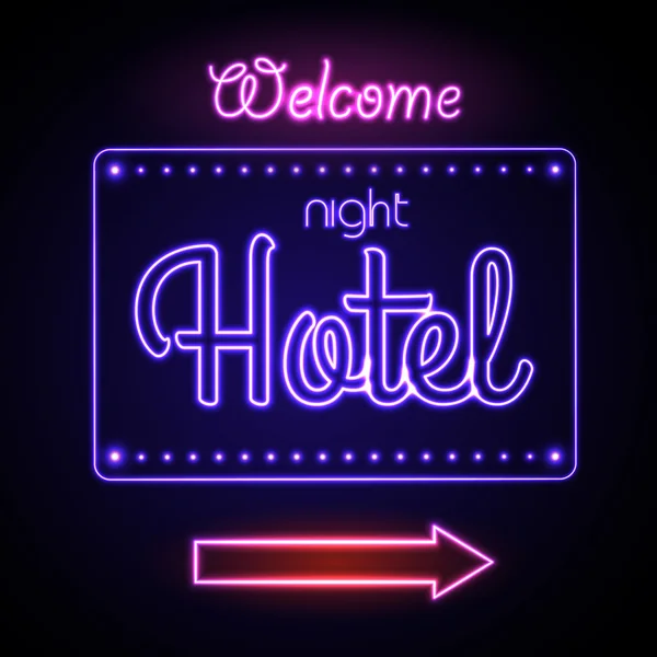 Neon işareti. Night Hotel — Stok Vektör