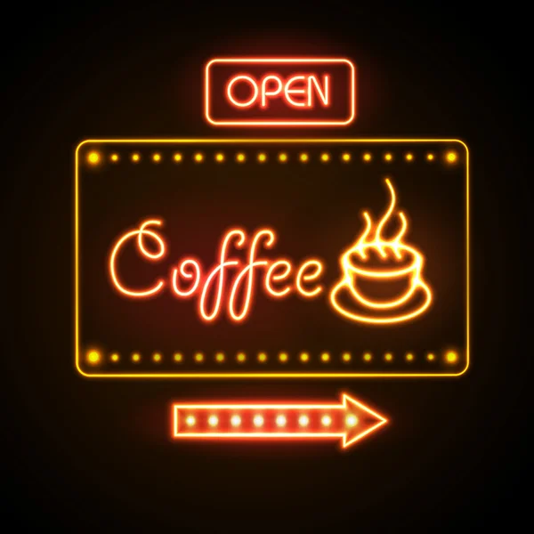 Insegna al neon. Caffè — Vettoriale Stock