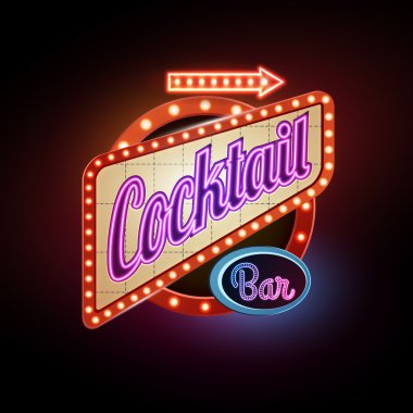 Neon işareti. Kokteyl bar