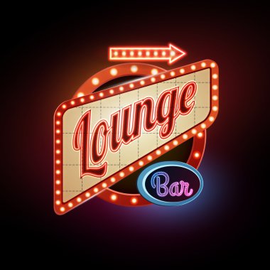 Neon sign. Lounge bar clipart