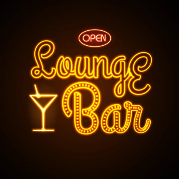 Neon sign. Lounge bar — Stock Vector
