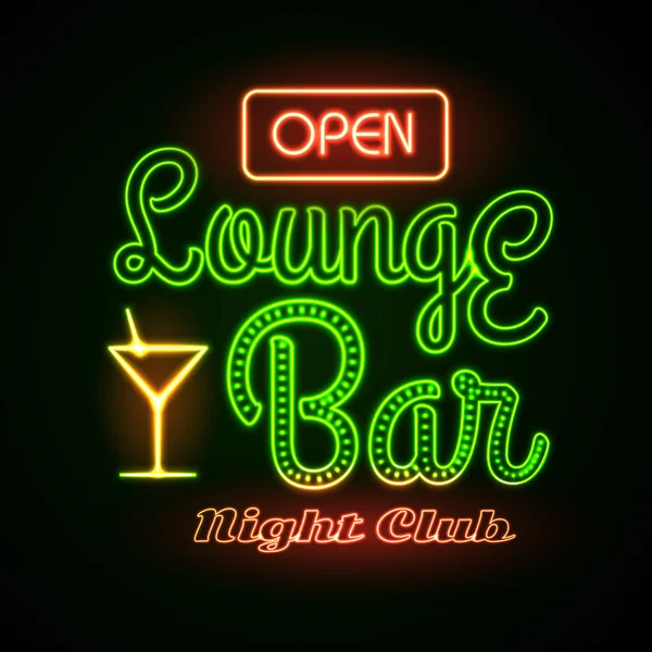 Neon sign. Lounge bar — Stock Vector