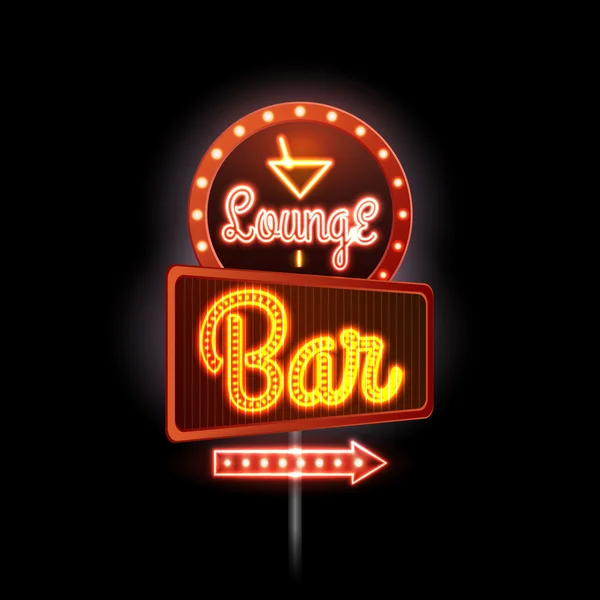 Insegna al neon. Lounge bar — Vettoriale Stock