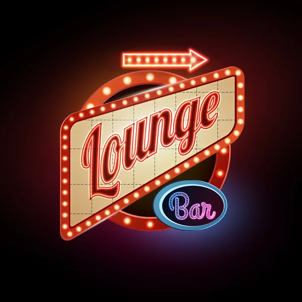 Neonový nápis. Lounge bar — Stockový vektor