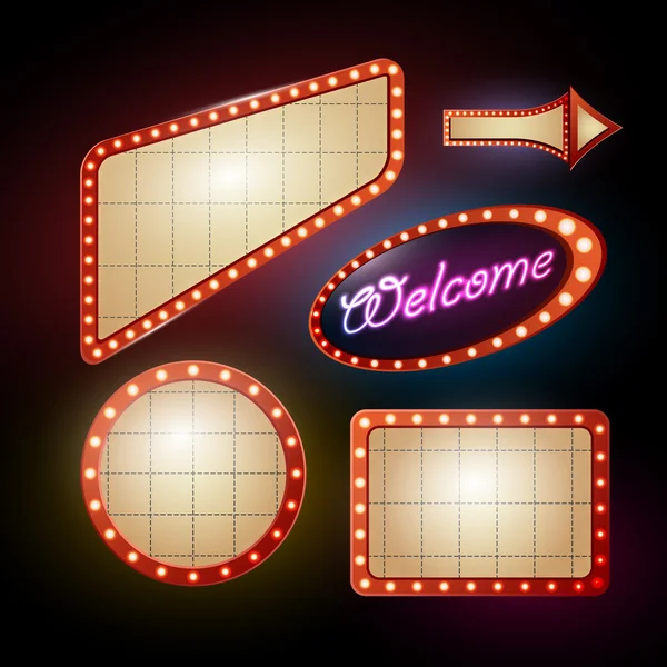 Neon işareti. retro çerçeve kümesi