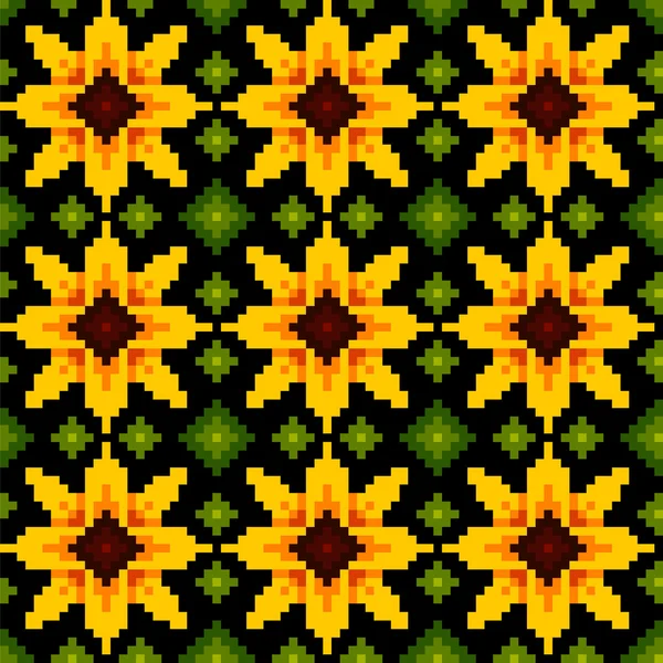 Ethnisch geometrisches Ornament. Muster Sonnenblumen Hintergrund — Stockvektor