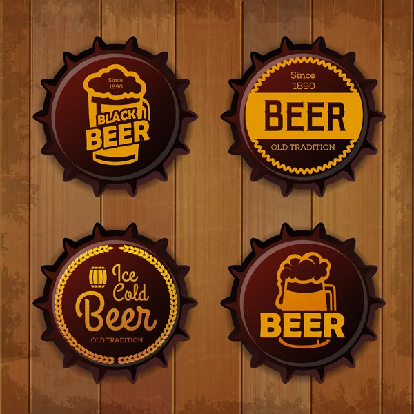 Fles dop ontwerp. Bier Etiquette — Stockvector