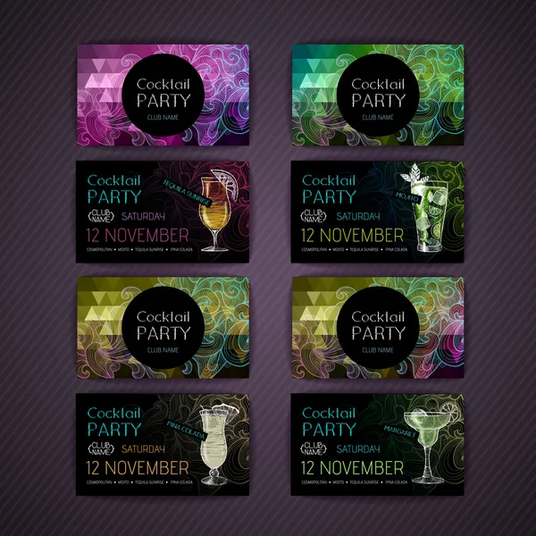 Disko üçgen geometrik arka plan. Kokteyl parti kartı dizi